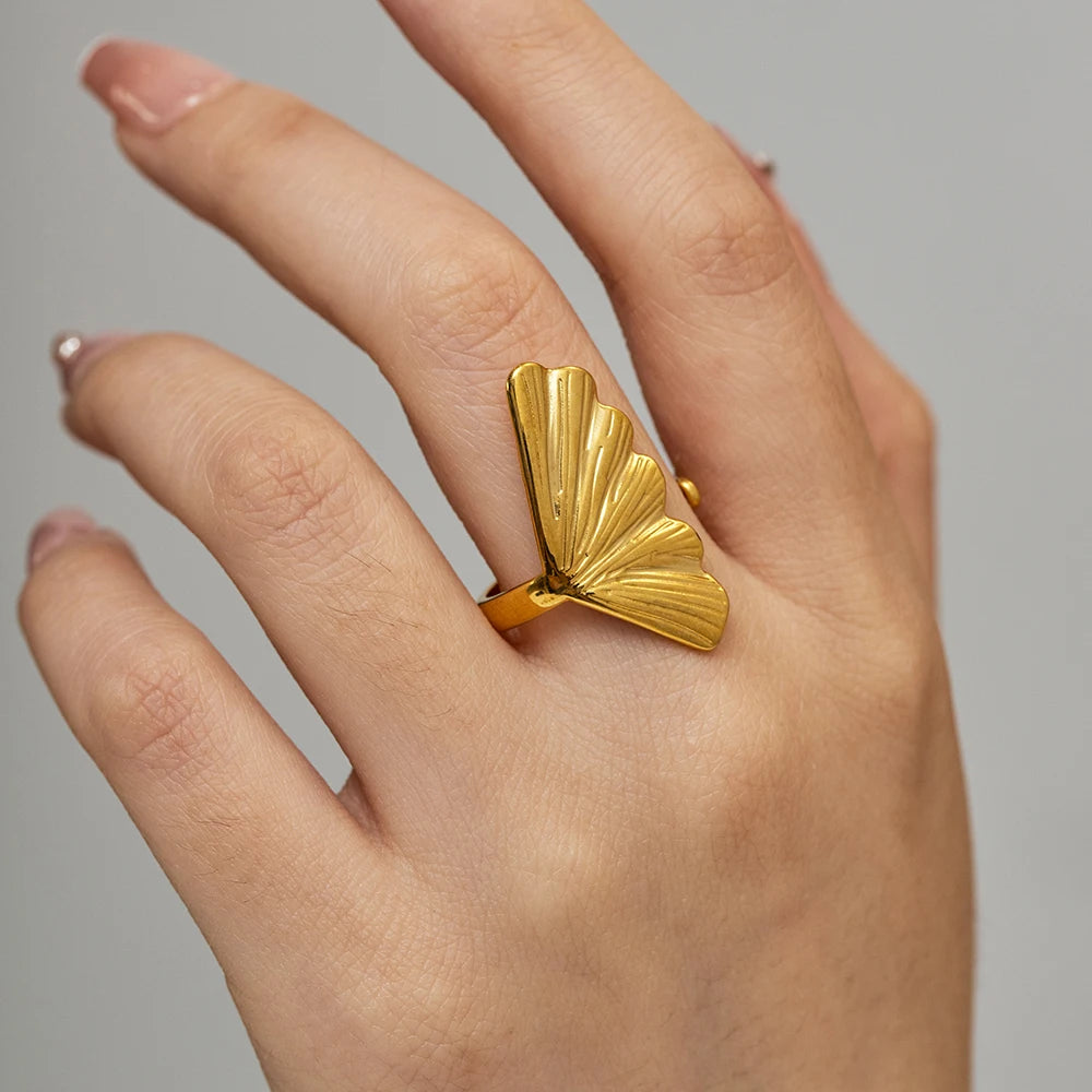 Ginko Leaves Open Ring