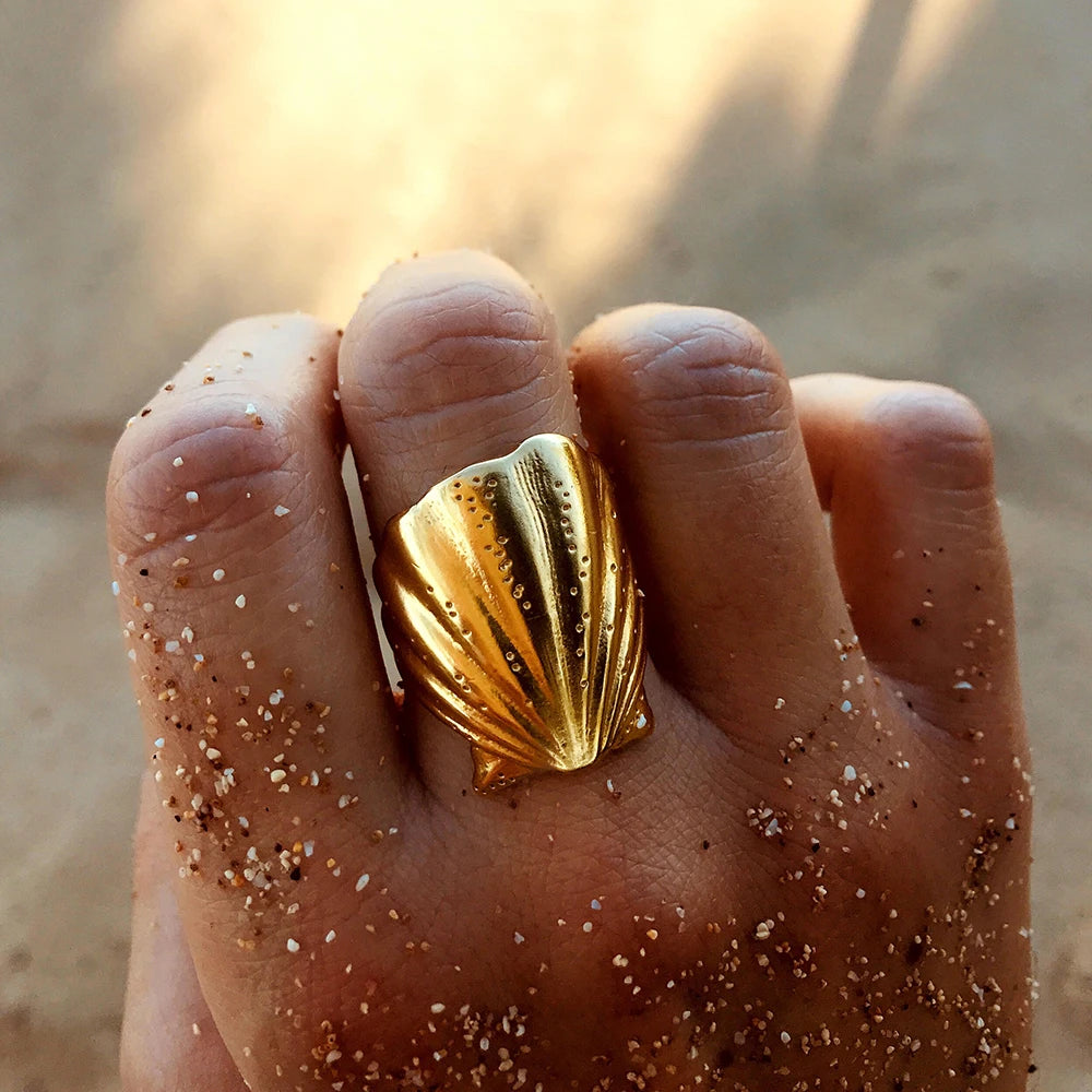 Hammered Shell Open Ring