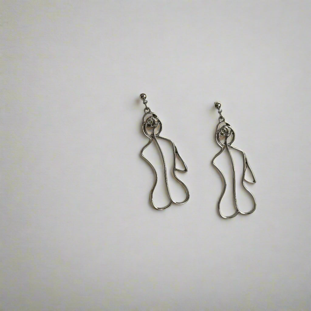 Hollow Body Earrings - Silver