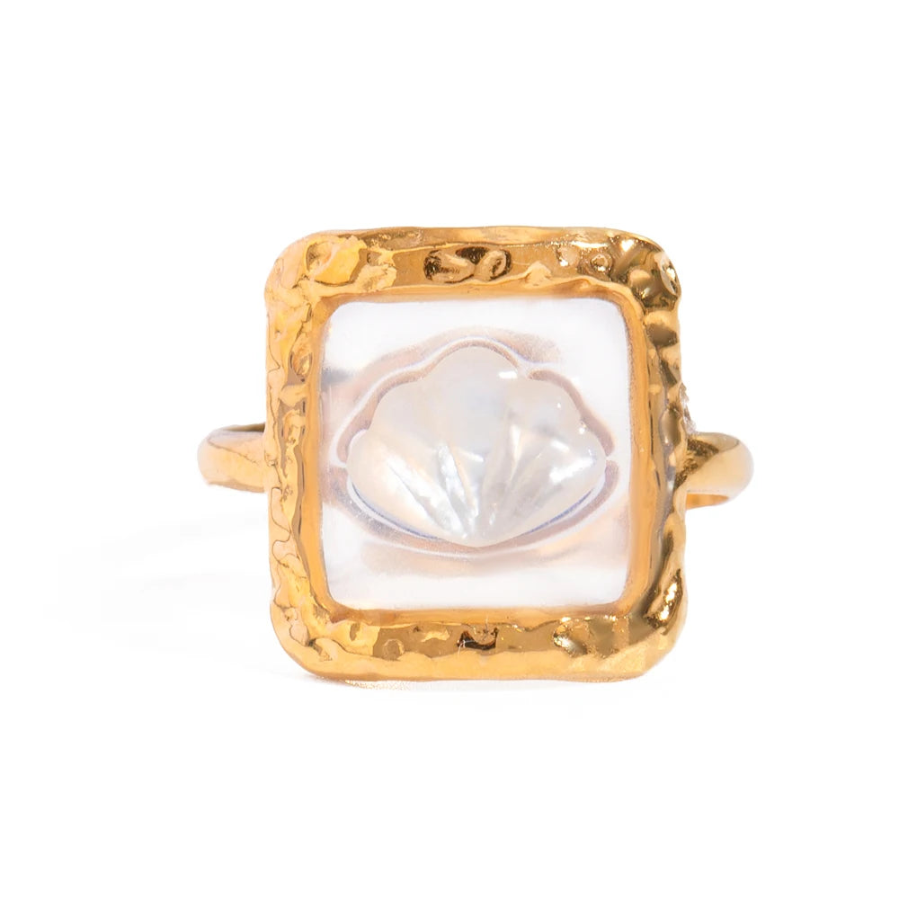 8K Gold Plated Shell Ring