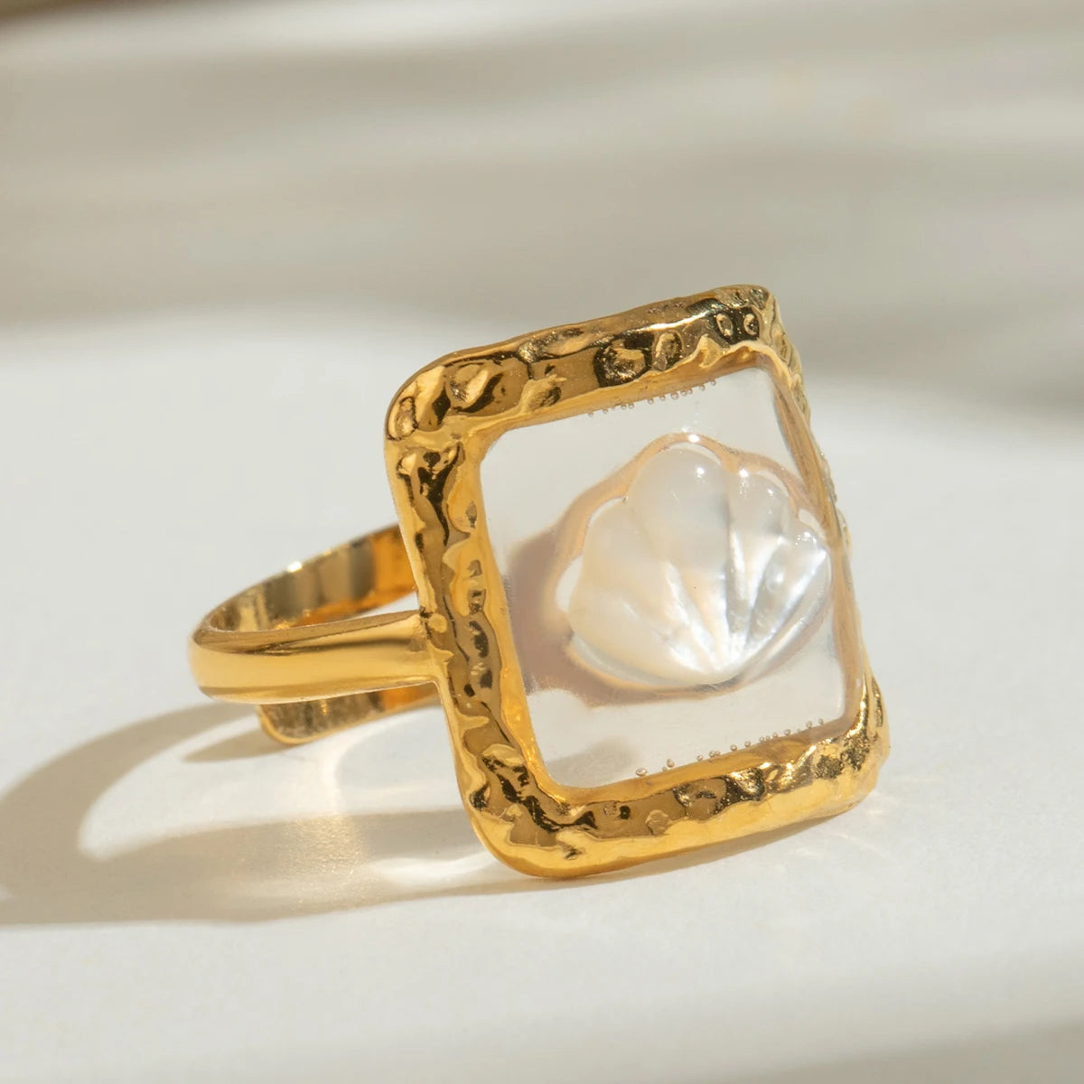 8K Gold Plated Shell Ring