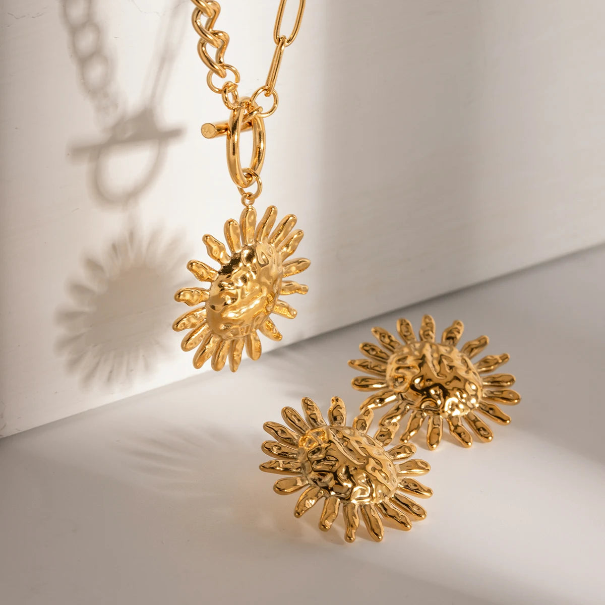 18k Gold Plated Sunflower Earrings