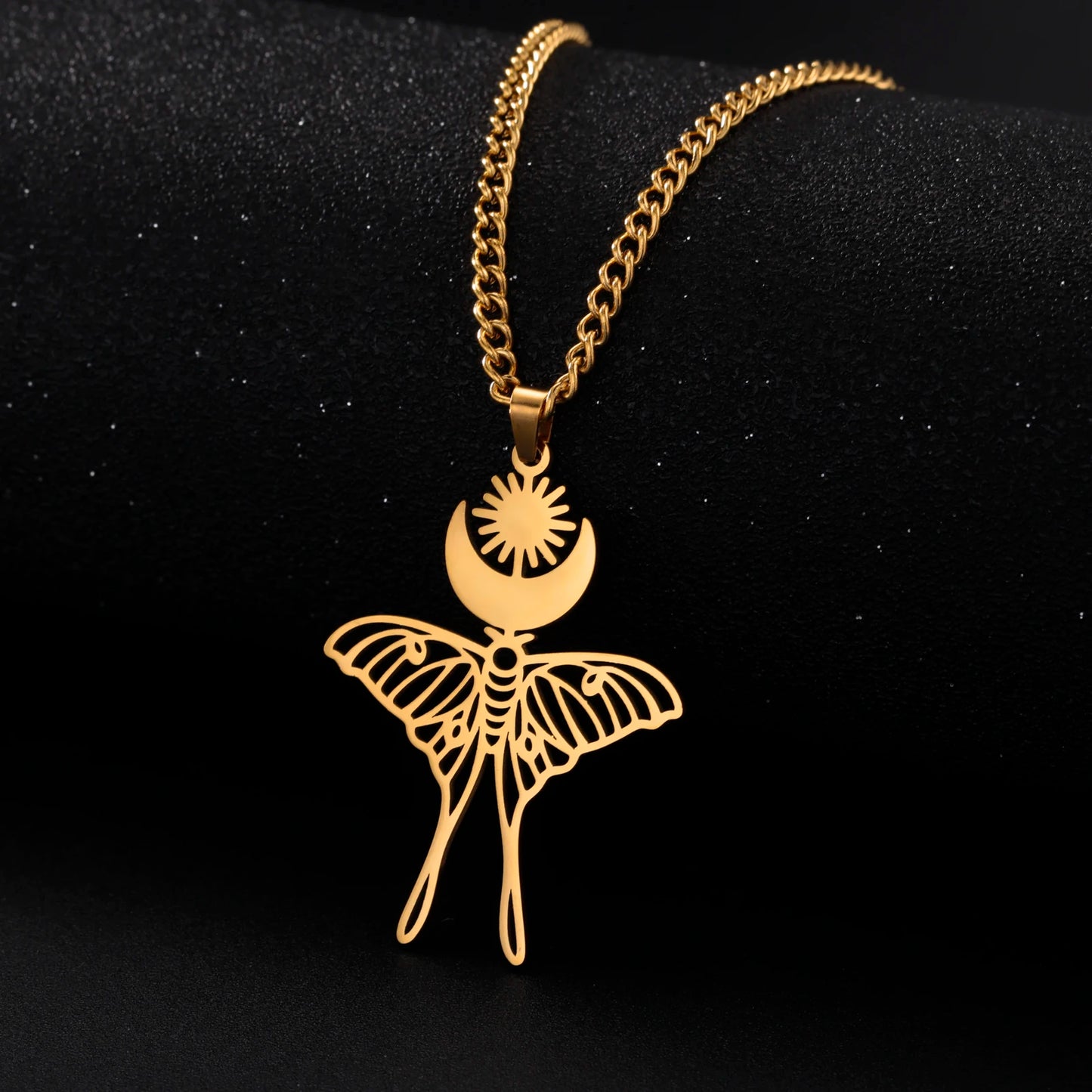 Moon Sun & Butterfly Pendant Necklace