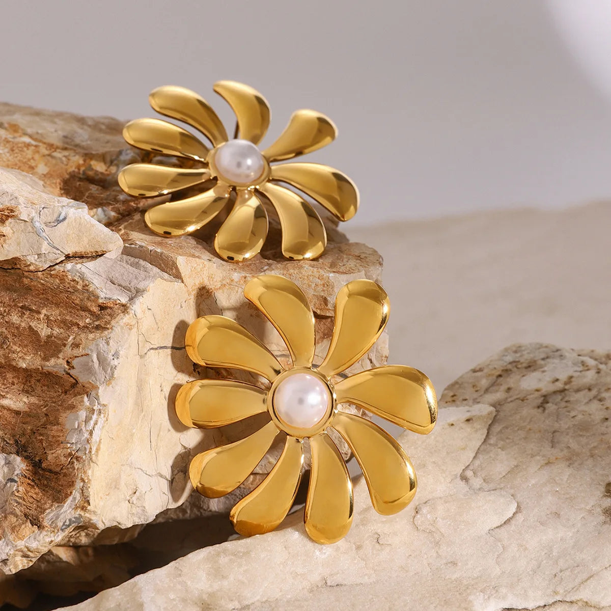 18K Gold Plated Flower Earrings