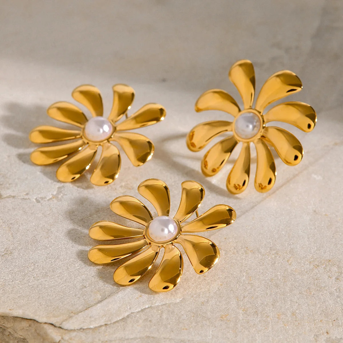 18K Gold Plated Flower Earrings