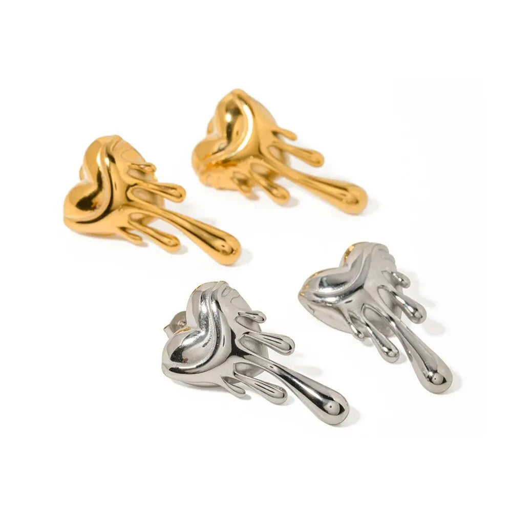 18K Gold Plated Melted Heart Earrings