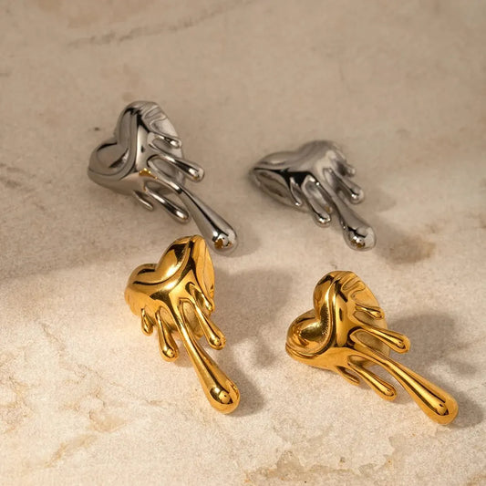 18K Gold Plated Melted Heart Earrings