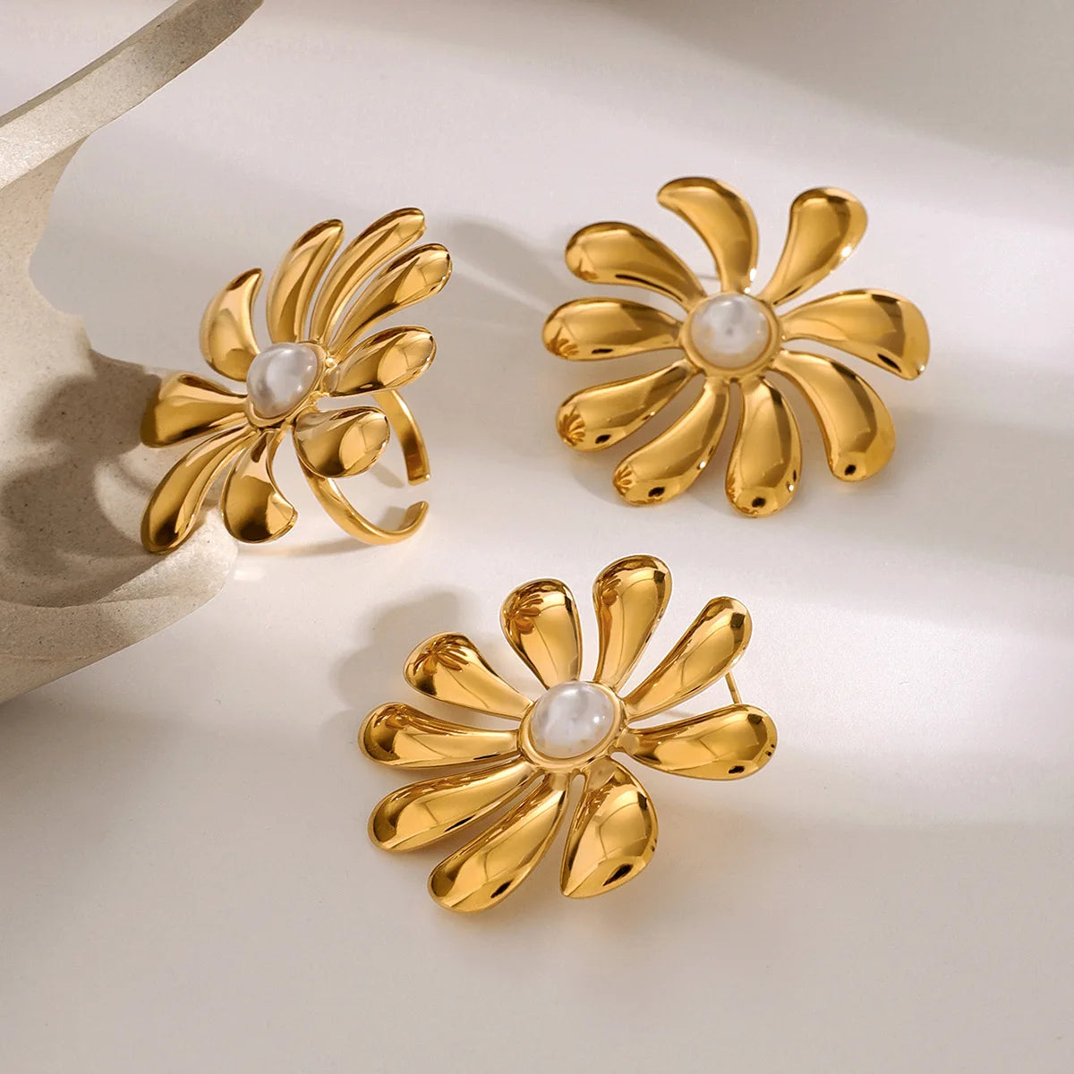 18K Gold Plated Flower Earrings