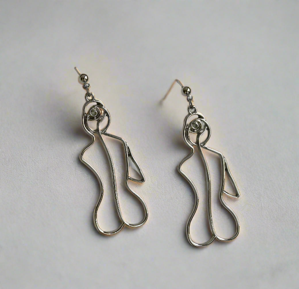 Hollow Body Earrings - Silver