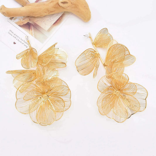 Hollow Petal Long Earrings