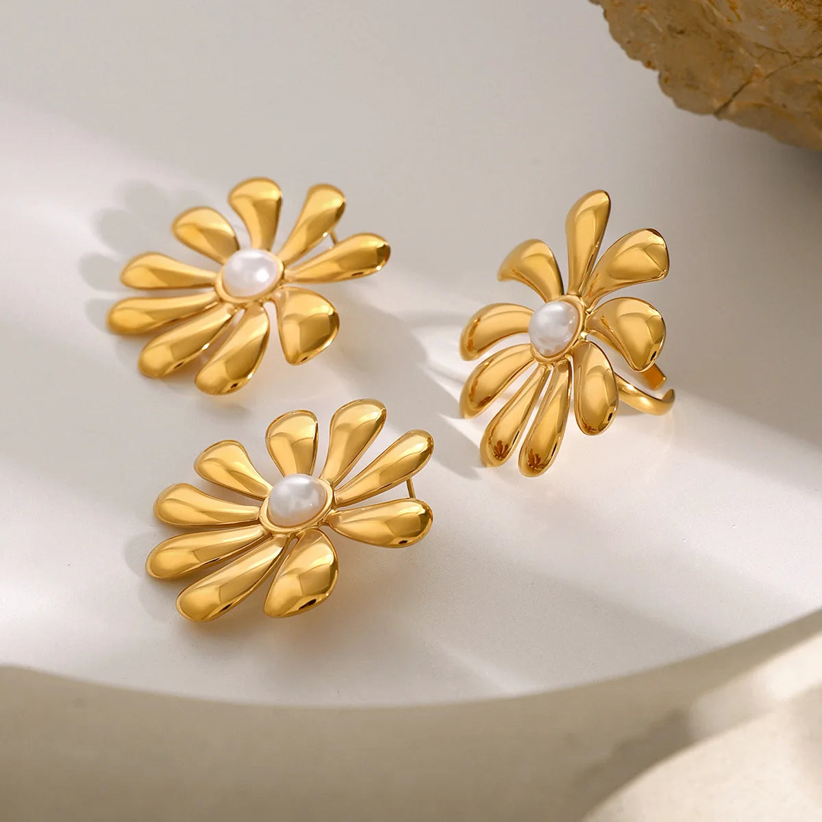 18K Gold Plated Flower Earrings