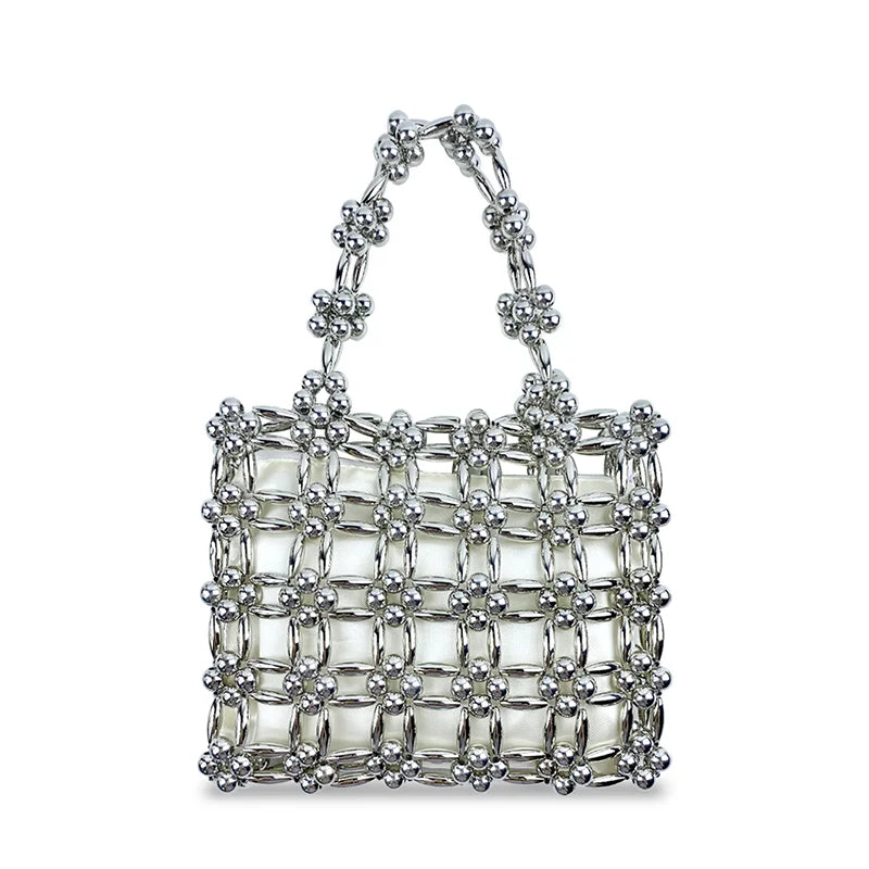 Aria Beaded Bag - Silver