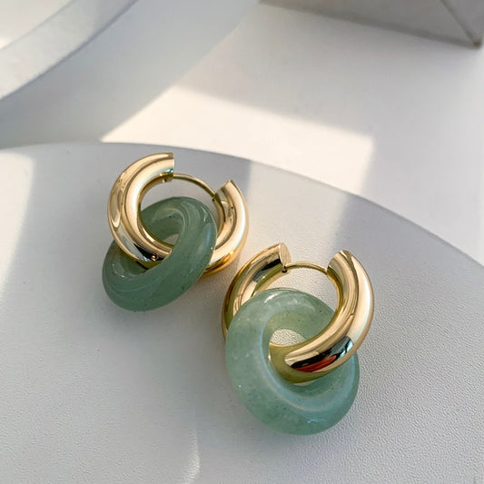 Stone Hoop Earrings
