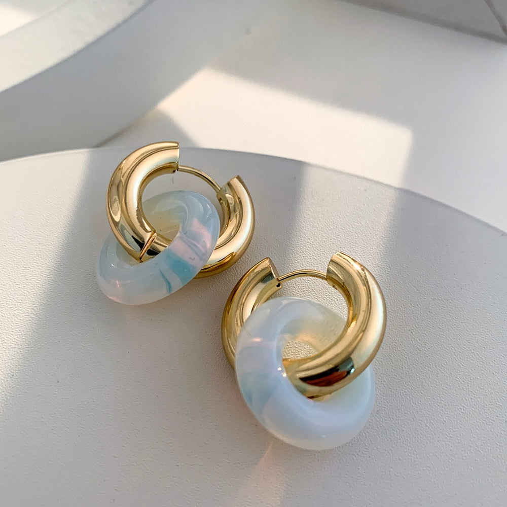 Opal Hoop Earrings