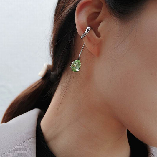 Green Crystal Clip On Earring